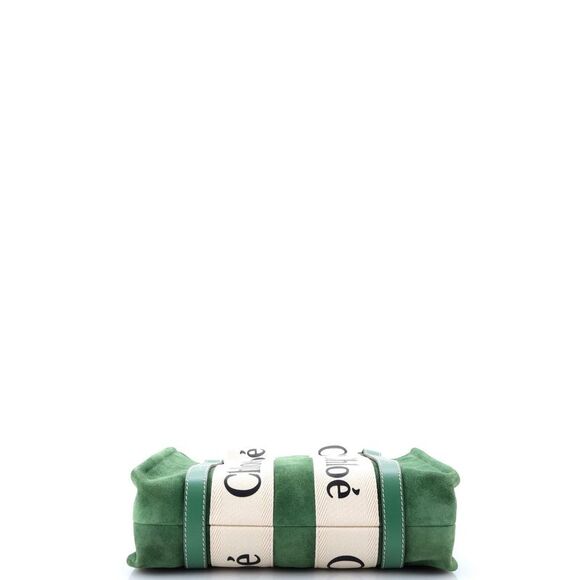 Chloe Woody Convertible Tote Suede with Leather Small Green - Picture 4 of 6